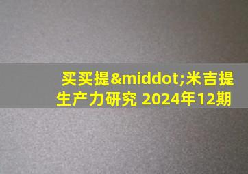 买买提·米吉提 生产力研究 2024年12期